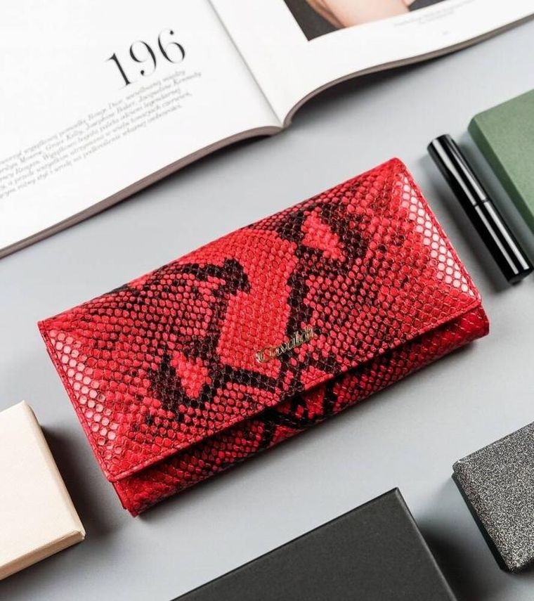 Portfel, czerwony, skóra ekologiczna, Cavaldi