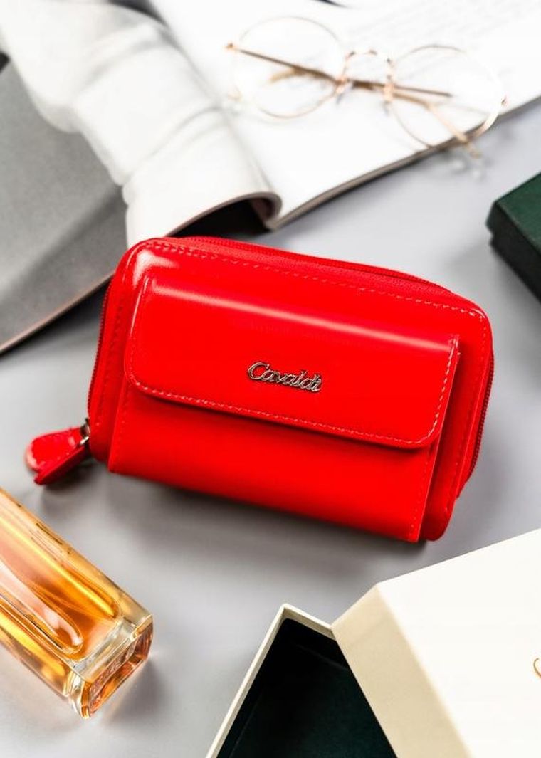 Portfel, czerwony, skóra ekologiczna, Cavaldi