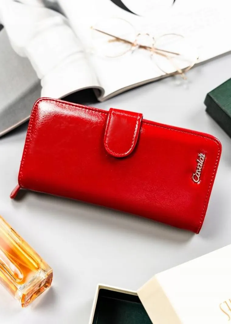 Portfel, czerwony, skóra ekologiczna, Cavaldi