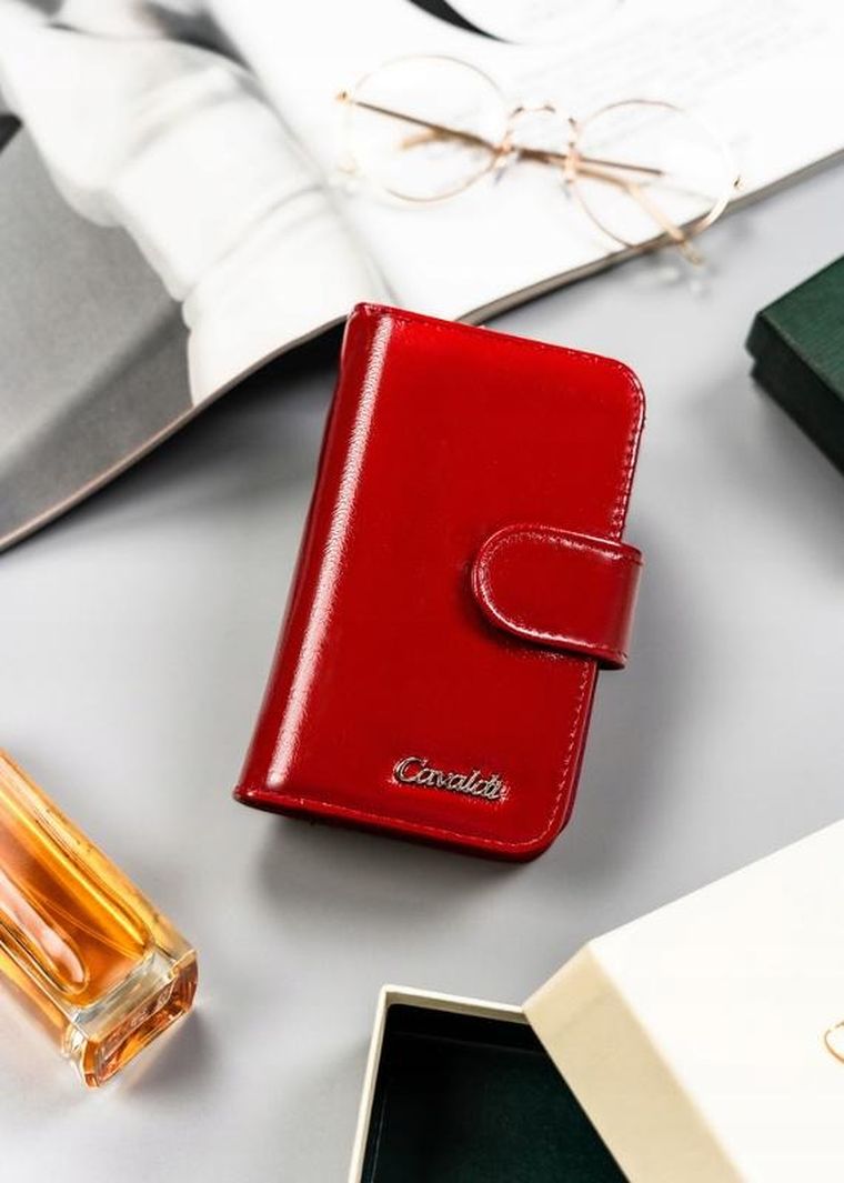 Portfel, czerwony, skóra ekologiczna, Cavaldi