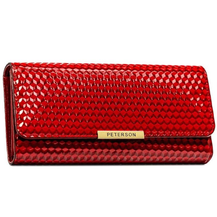 Portfel, czerwony, skóra ekologiczna, Peterson