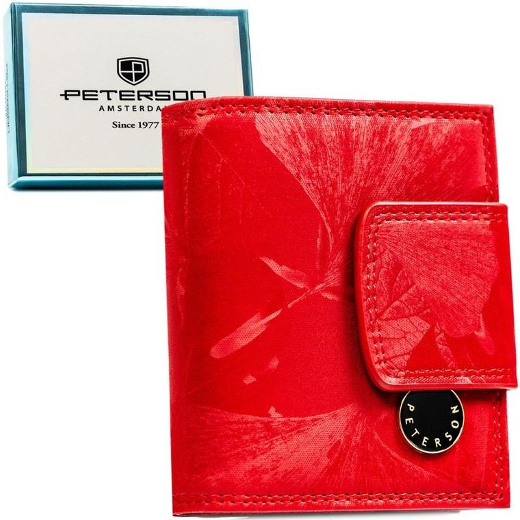 Portfel, czerwony, skóra ekologiczna, Peterson