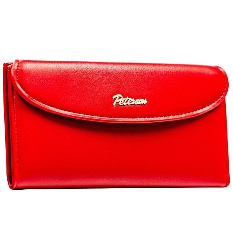 Portfel, czerwony, skóra ekologiczna, Peterson