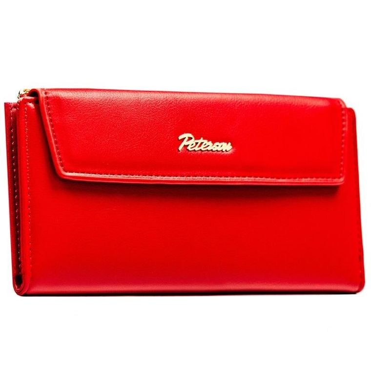Portfel, czerwony, skóra ekologiczna, Peterson