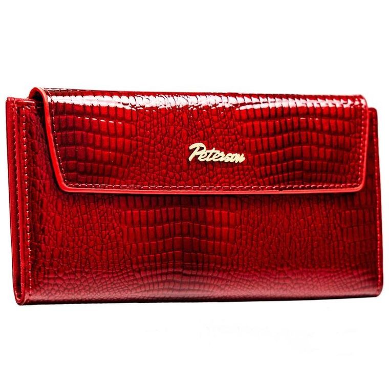 Portfel, czerwony, skóra ekologiczna, Peterson
