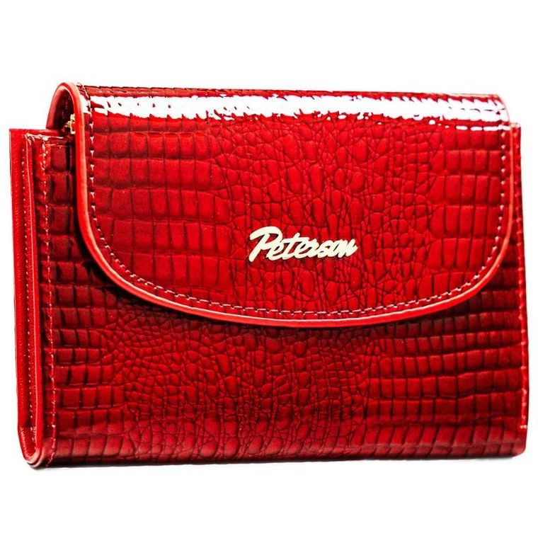 Portfel, czerwony, skóra ekologiczna, Peterson