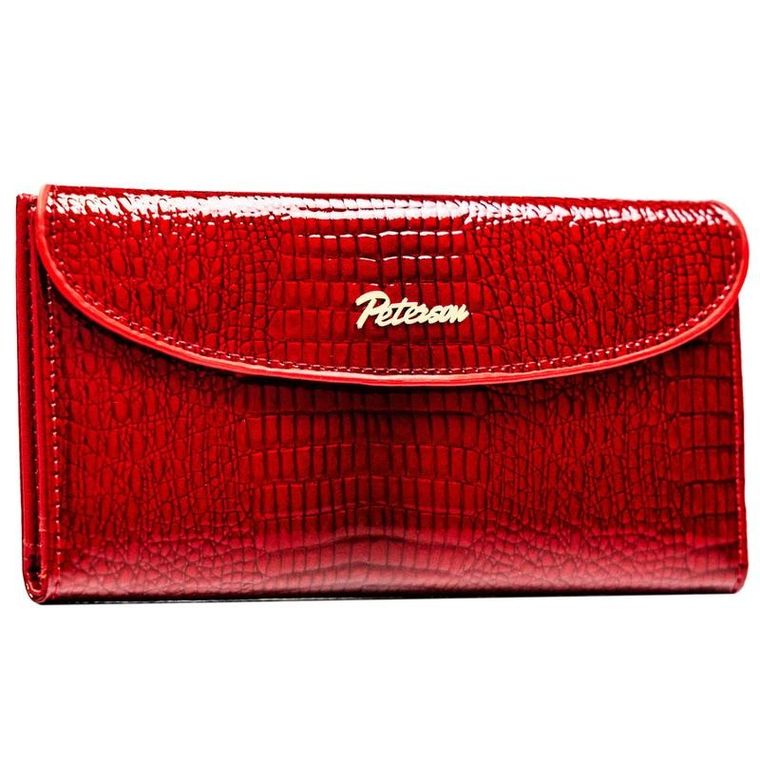 Portfel, czerwony, skóra ekologiczna, Peterson