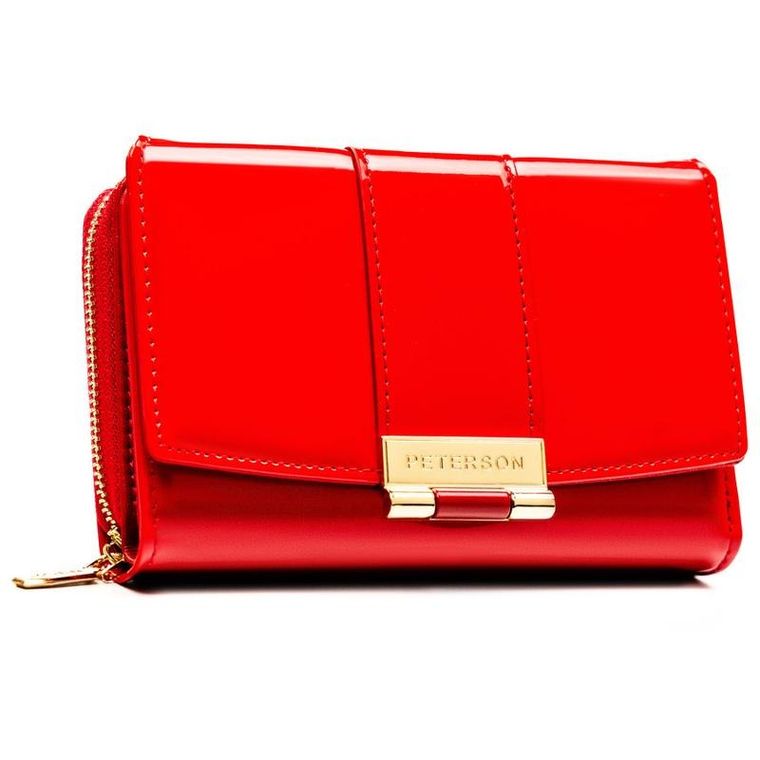 Portfel, czerwony, skóra ekologiczna, Peterson