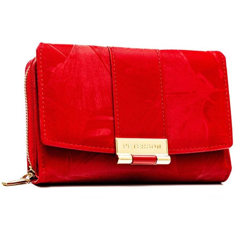 Portfel, czerwony, skóra ekologiczna, Peterson