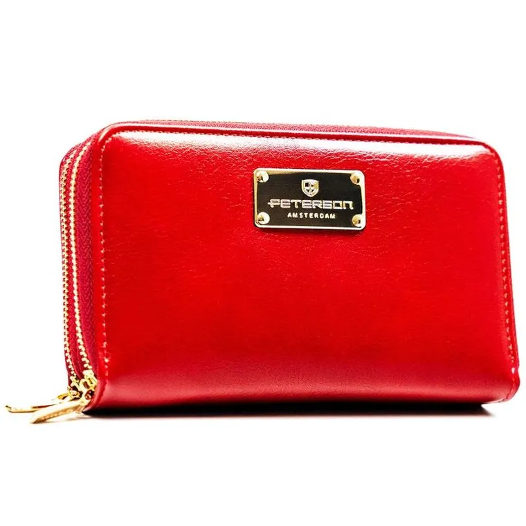 Portfel, czerwony, skóra ekologiczna, RFID, Peterson