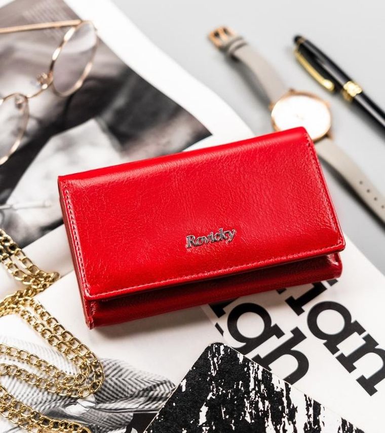 Portfel, czerwony, skóra ekologiczna, Rovicky