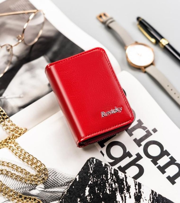 Portfel, czerwony, skóra ekologiczna, Rovicky