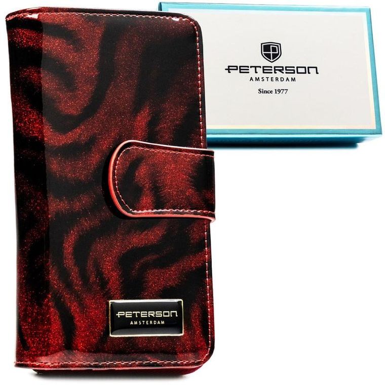 Portfel, czerwony, skóra naturalna i ekologiczna, Peterson