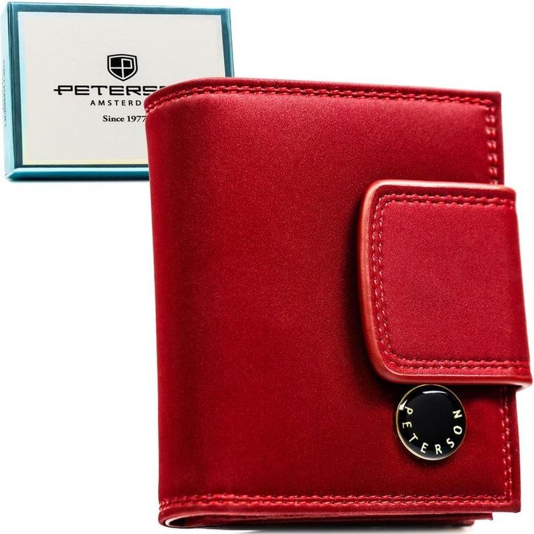 Portfel, czerwony, skóra naturalna i ekologiczna, RFID, Peterson