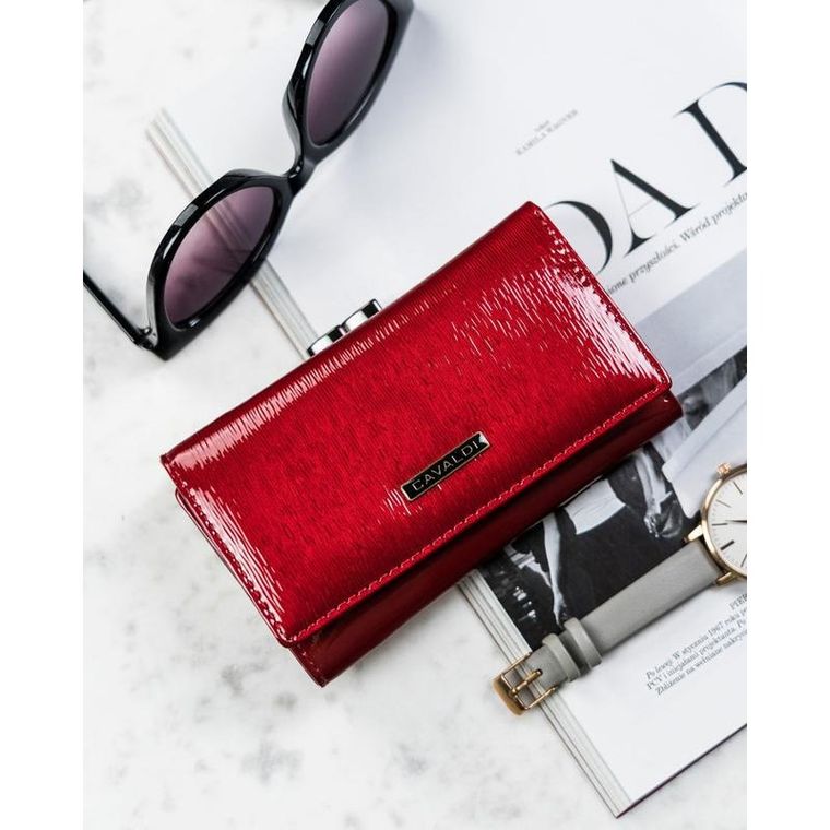 Portfel, czerwony, skórzany, 4U Cavaldi