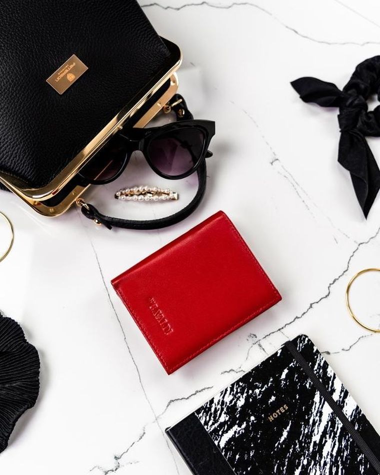 Portfel, czerwony, skórzany, Cavaldi