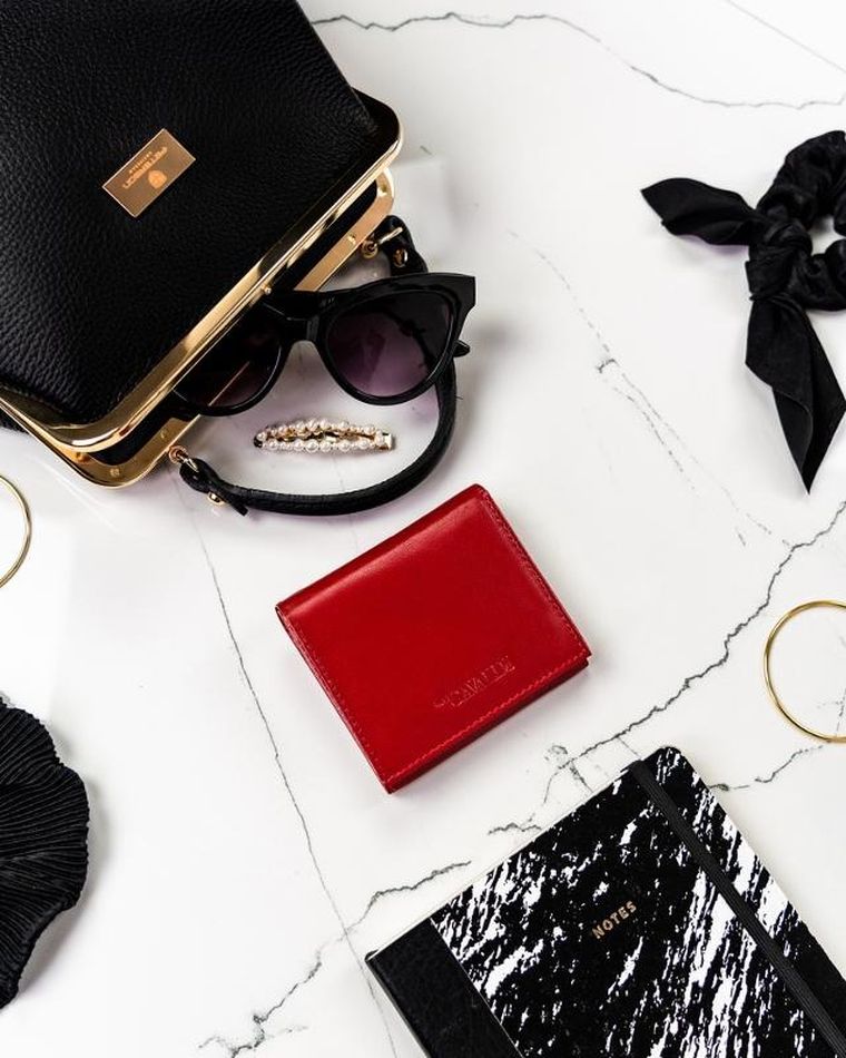 Portfel, czerwony, skórzany, Cavaldi