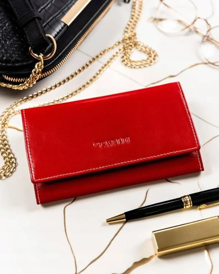 Portfel, czerwony, skórzany, Cavaldi