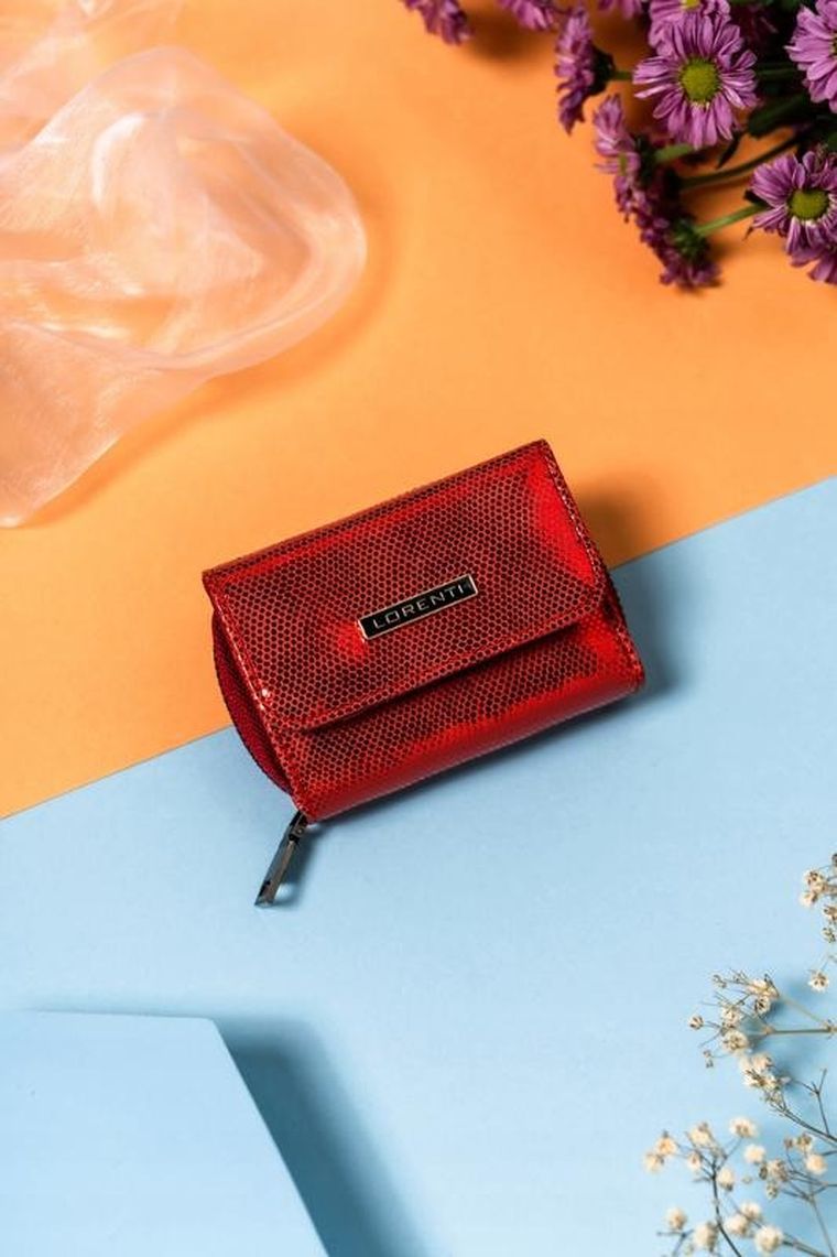 Portfel, czerwony, skórzany, Lorenti
