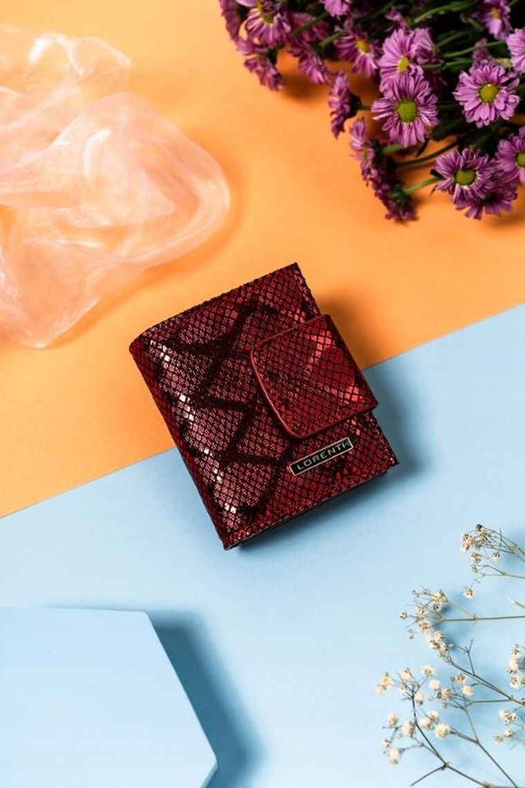 Portfel, czerwony, skórzany, Lorenti