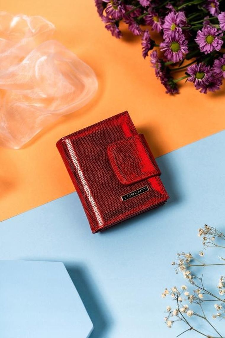 Portfel, czerwony, skórzany, Lorenti