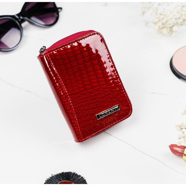 Portfel, czerwony, skórzany, Lorenti