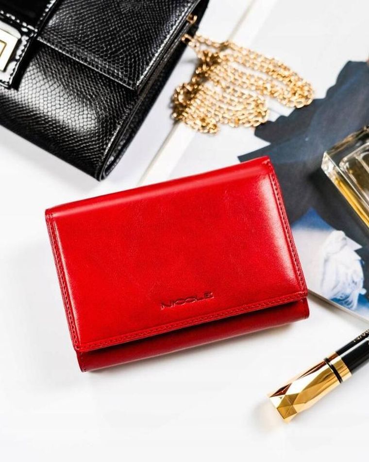 Portfel, czerwony, skórzany, Nicole