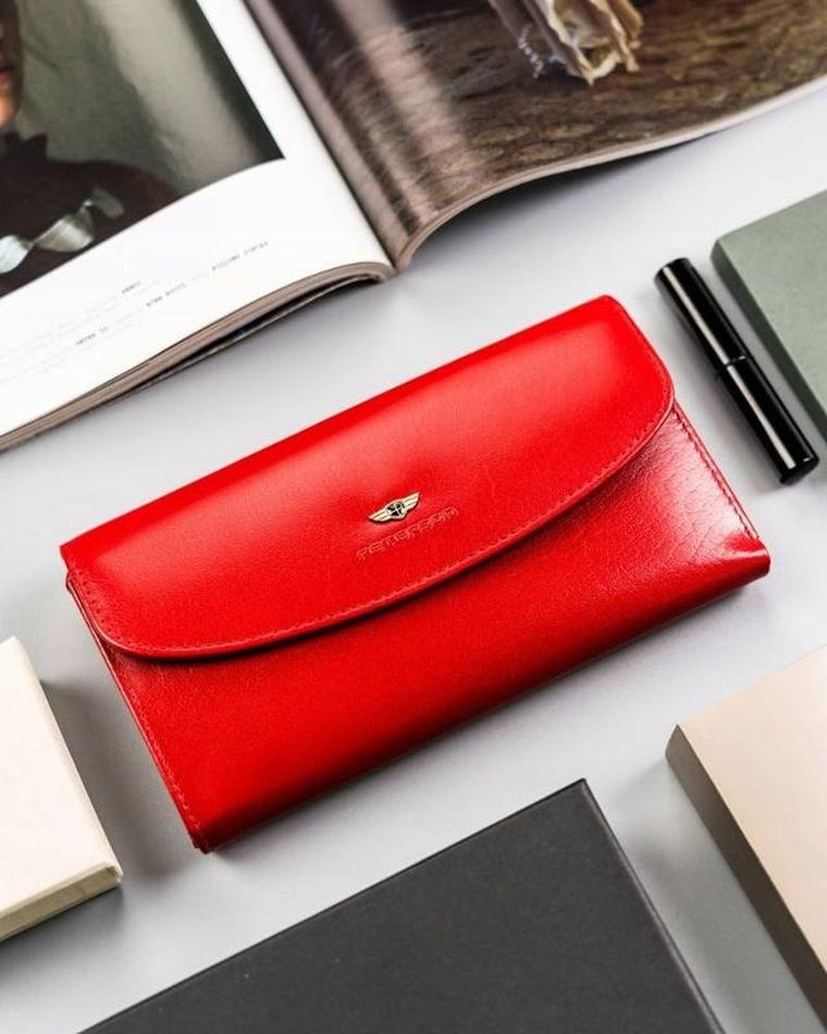 Portfel, czerwony, skórzany, Peterson