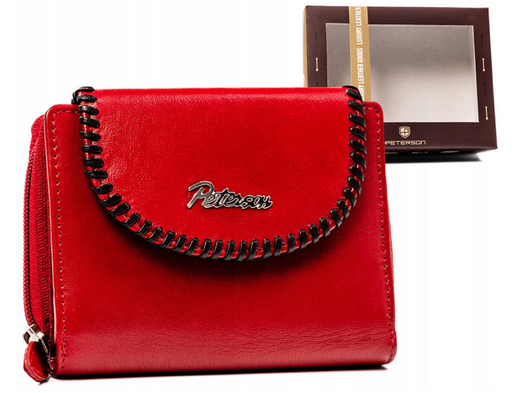 Portfel, czerwony, skórzany, Peterson