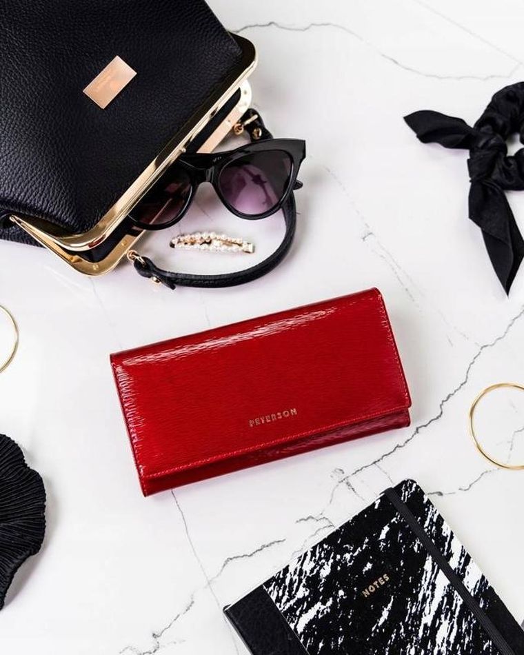 Portfel, czerwony, skórzany, Peterson