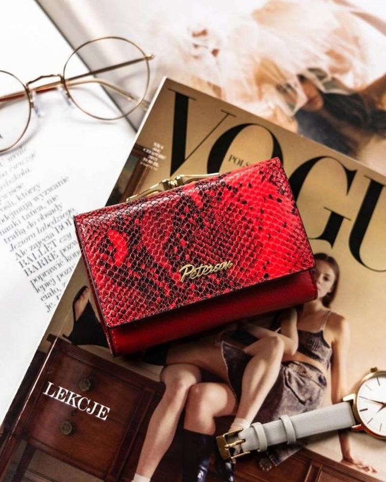 Portfel, czerwony, skórzany, Peterson