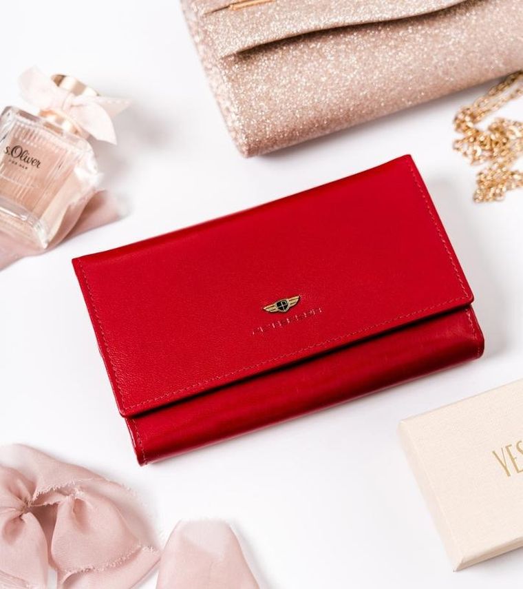 Portfel, czerwony, skórzany, Peterson