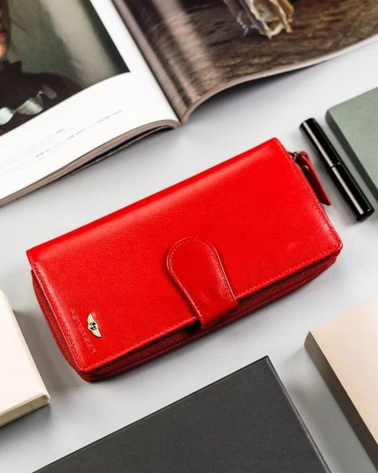 Portfel, czerwony skórzany, Peterson