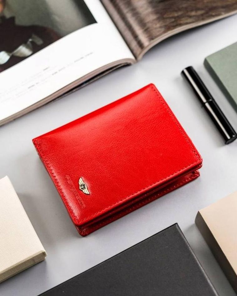 Portfel, czerwony, skórzany, Peterson