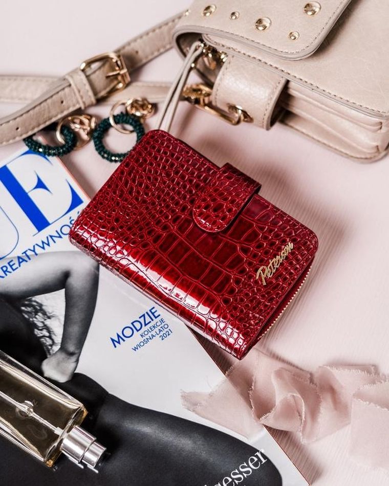 Portfel, czerwony, skórzany, Peterson