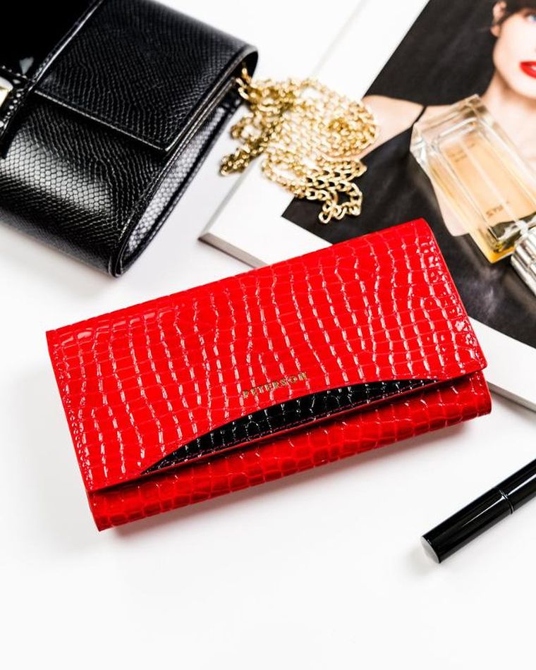 Portfel, czerwony, skórzany, Peterson