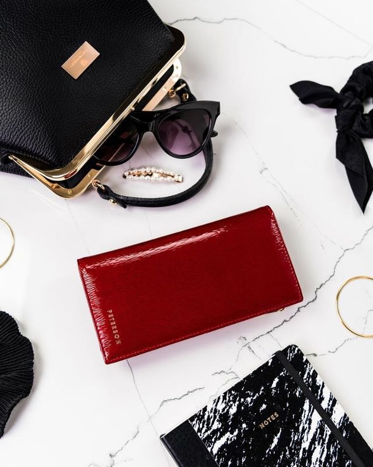 Portfel, czerwony, skórzany, Peterson