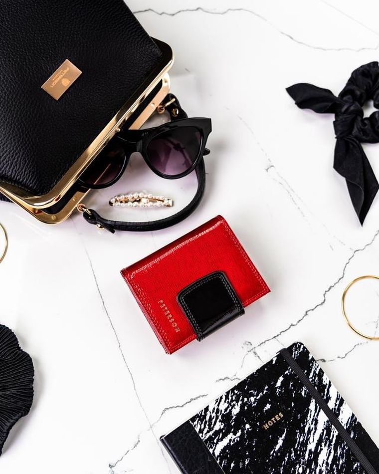 Portfel, czerwony, skórzany, Peterson