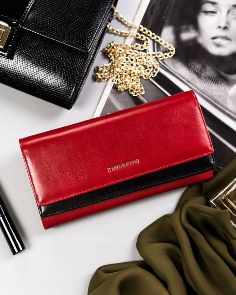 Portfel, czerwony, skórzany, Peterson