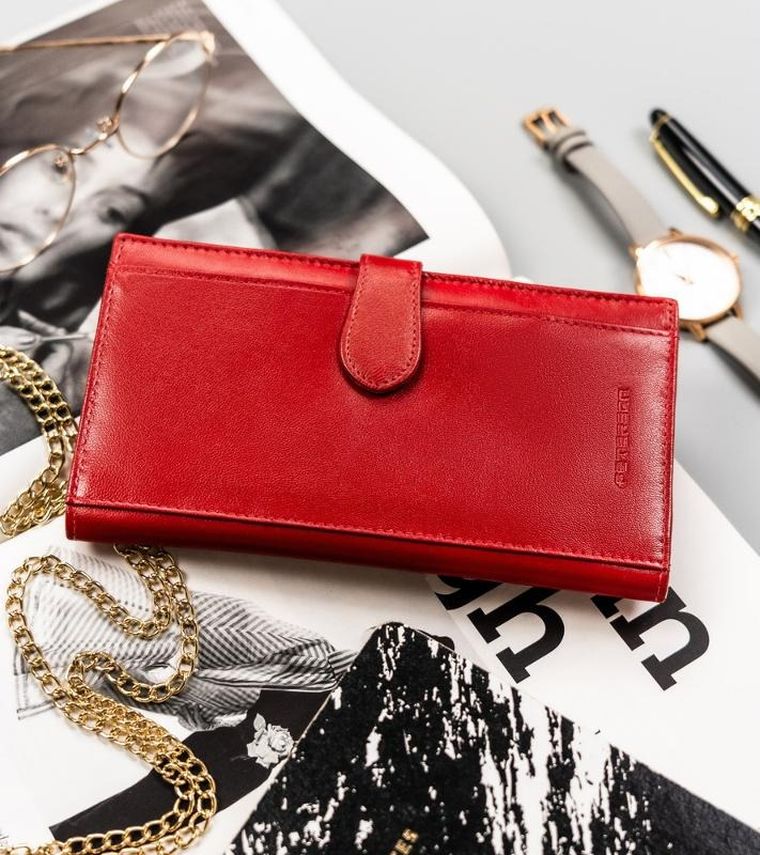 Portfel, czerwony, skórzany, Peterson