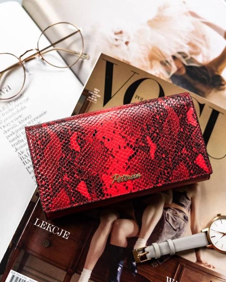 Portfel, czerwony, skórzany, Peterson