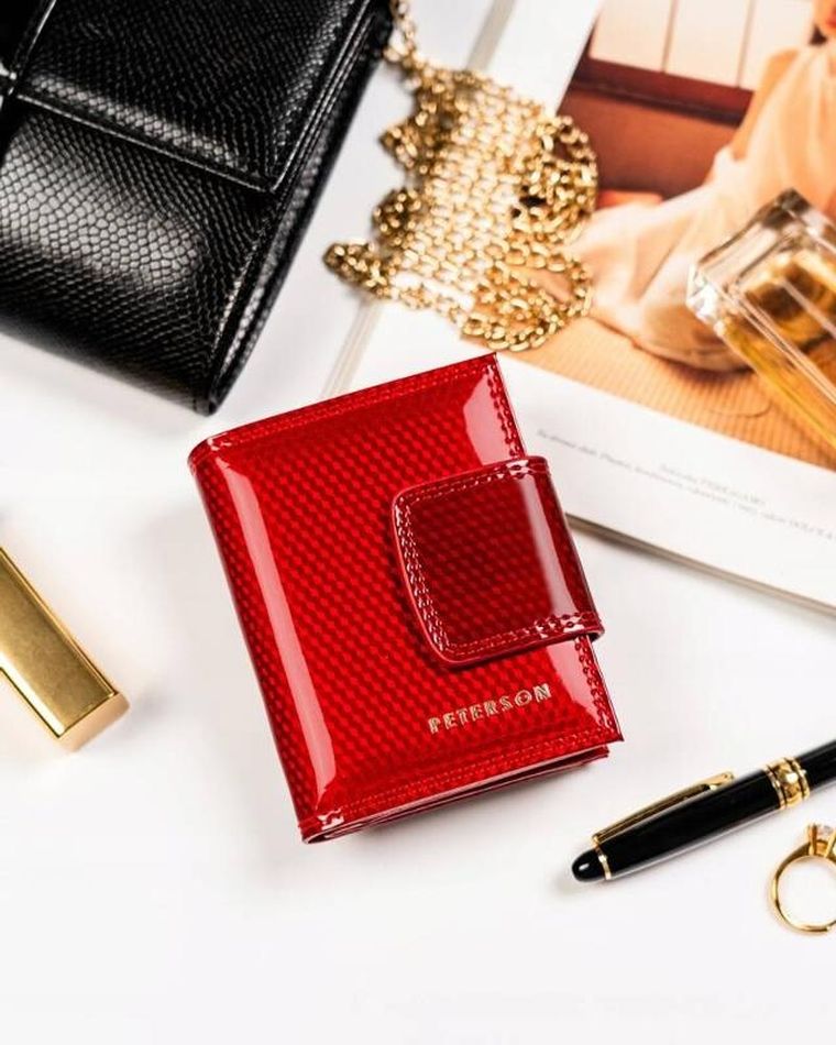 Portfel, czerwony, skórzany, Peterson