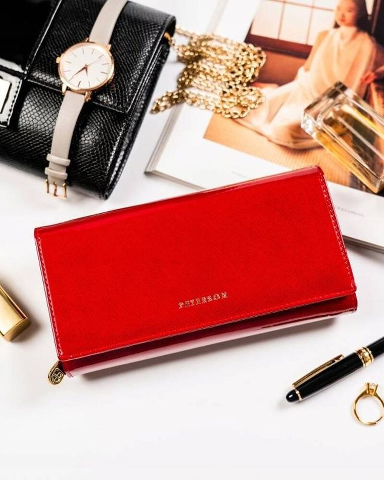 Portfel, czerwony, skórzany, Peterson