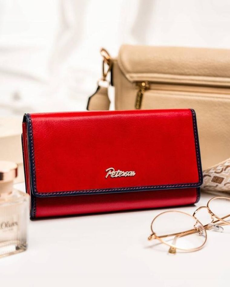 Portfel, czerwony, skórzany, Peterson