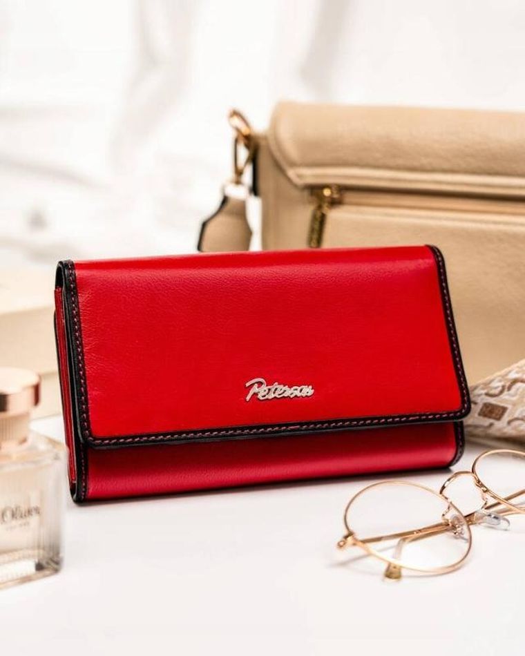 Portfel, czerwony, skórzany, Peterson