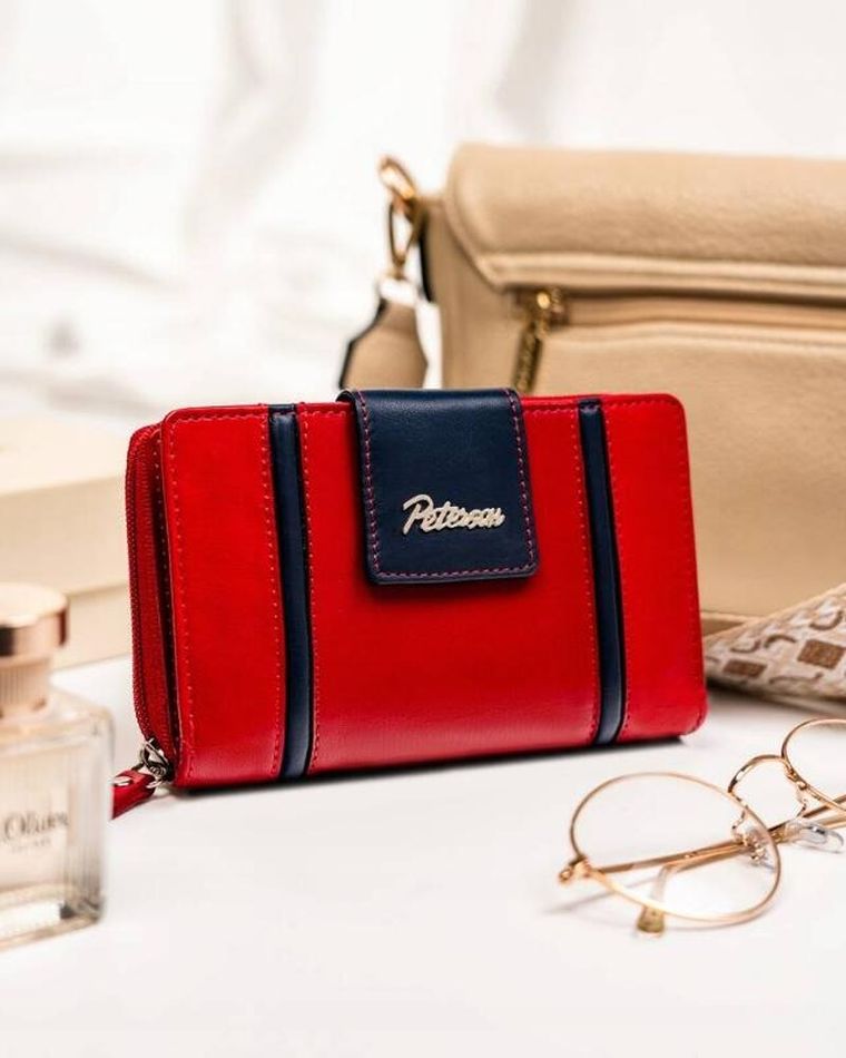 Portfel, czerwony, skórzany, Peterson