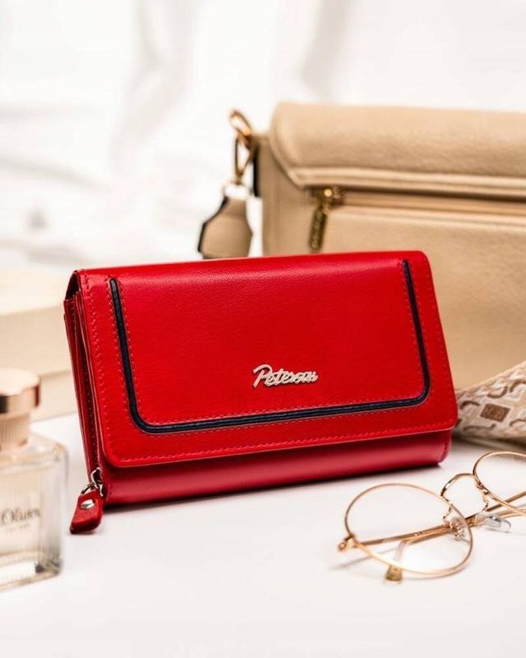Portfel, czerwony, skórzany, Peterson