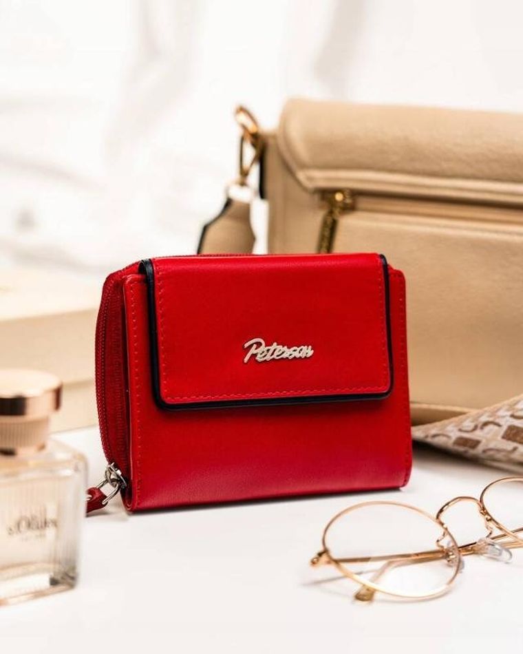 Portfel, czerwony, skórzany, Peterson