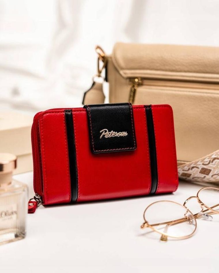 Portfel, czerwony, skórzany, Peterson