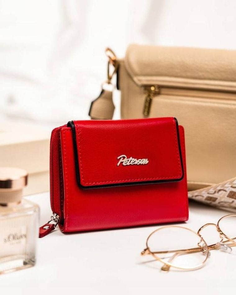 Portfel, czerwony, skórzany, Peterson